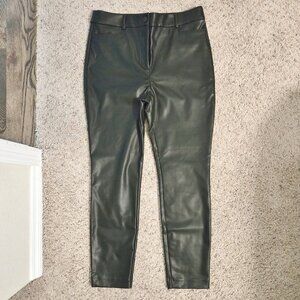 LOFT Faux Leather Black Straight Leg Pants Size 10